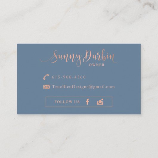 Aangepaste Visitekaartjes: True Bleu-Design Visitekaartje (Achterkant)