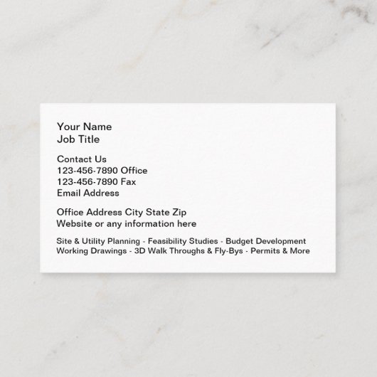 Aangepaste Visitekaartjes voor architectuurplannin (Achterkant)