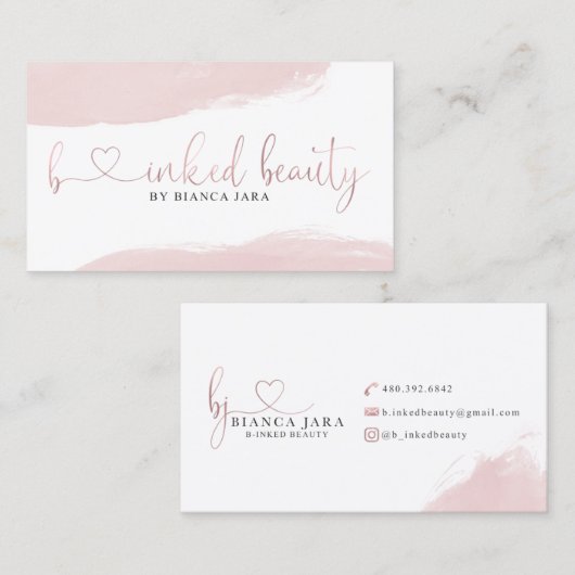 Aangepaste Visitekaartjes voor B-Inked Beauty (Voorkant / Achterkant)