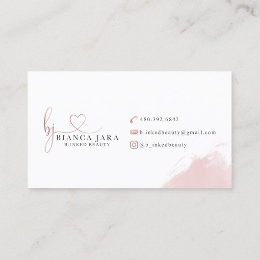 Aangepaste Visitekaartjes voor B-Inked Beauty (Achterkant)