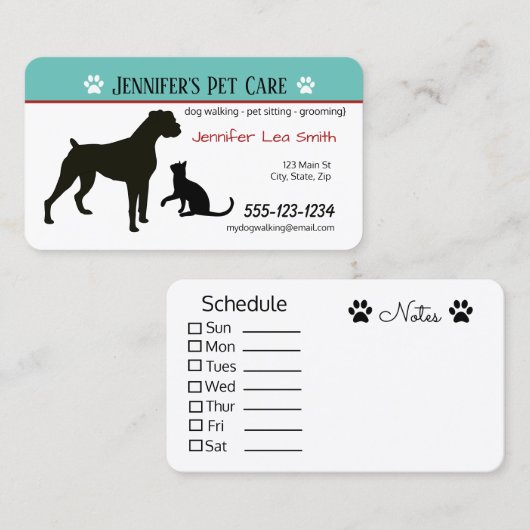 Aangepaste Visitekaartjes voor gezelschapsdieren - (Voorkant / Achterkant)