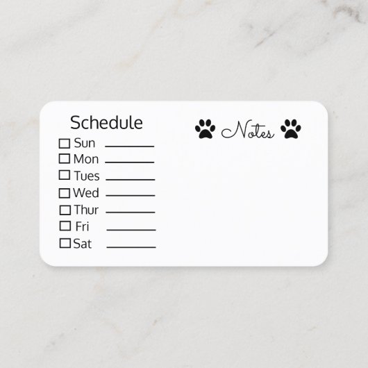 Aangepaste Visitekaartjes voor gezelschapsdieren - (Achterkant)