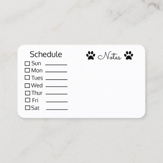 Aangepaste Visitekaartjes voor gezelschapsdieren - (Achterkant)