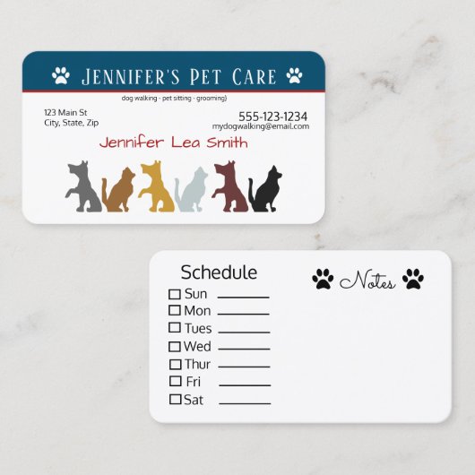 Aangepaste Visitekaartjes voor gezelschapsdieren - (Voorkant / Achterkant)