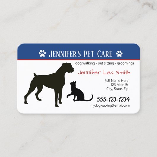 Aangepaste Visitekaartjes voor gezelschapsdieren - (Voorkant)