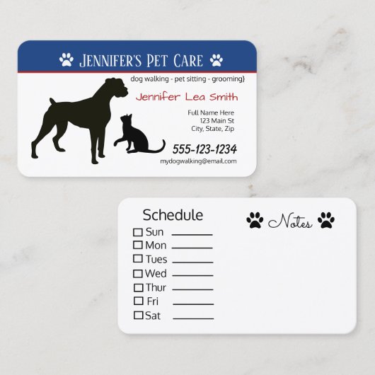 Aangepaste Visitekaartjes voor gezelschapsdieren - (Voorkant / Achterkant)