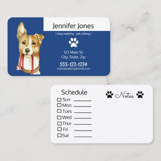 Aangepaste Visitekaartjes voor het lopen van honde (Voorkant / Achterkant)