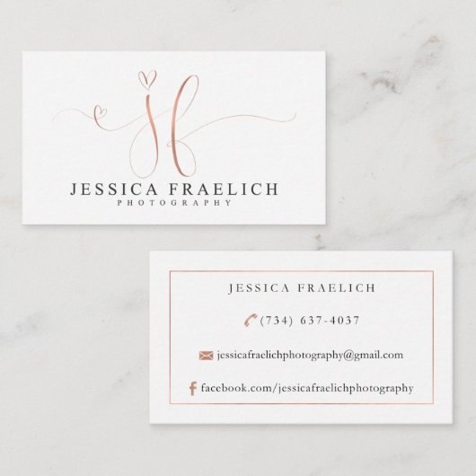 Aangepaste Visitekaartjes voor Jessica Fraelich (Voorkant / Achterkant)