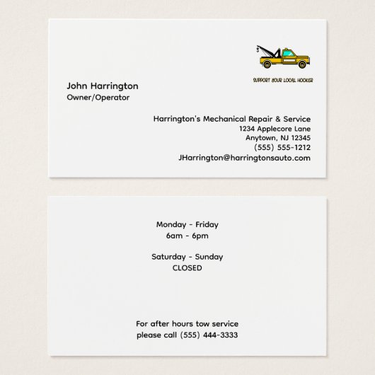 Aangepaste Visitekaartjes voor mechanische-service (Voorkant /achterkant)