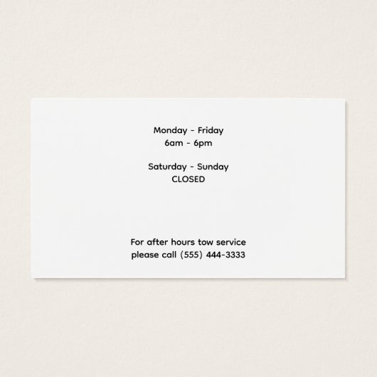 Aangepaste Visitekaartjes voor mechanische-service (Achterkant)