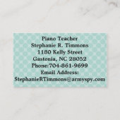Aangepaste Visitekaartjes voor pianotoetsenbord (Achterkant)