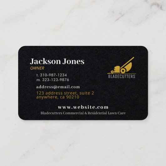 Aangepaste Visitekaartjes voor zwarte en goudmaste (Achterkant)