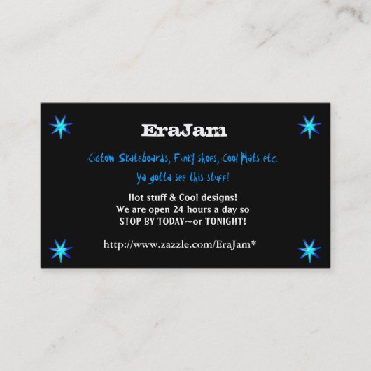 Aangepaste visitekaartjes zwart met blauwe sterren (Voorkant)