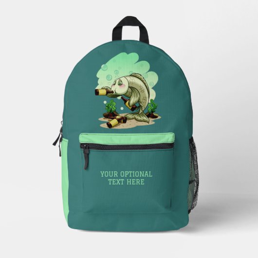 Aangepaste visnaam drink bedrukte rugzak (Voorkant)