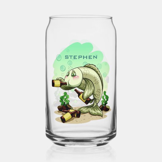 Aangepaste visnaam drink blikvorm glas (Voorkant)
