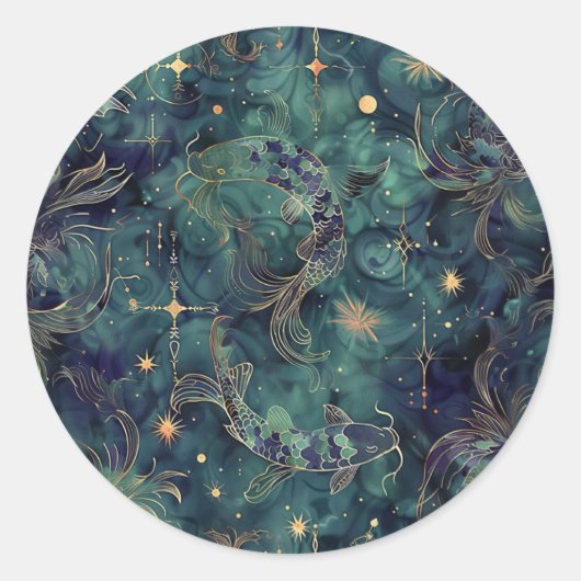 Aangepaste Vissen Astrologie Sticker Seal (Voorkant)