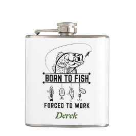 Aangepaste visser cadeau, Geboren om te vissen Heupfles