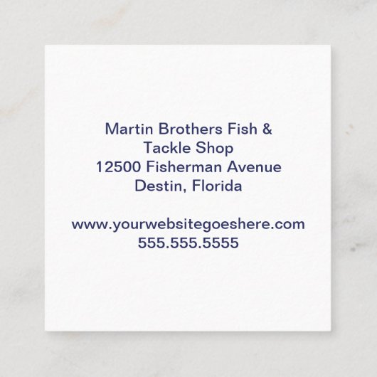 Aangepaste visverpakking Blauwe baasje Visserijwin Vierkante Visitekaartje (Achterkant)