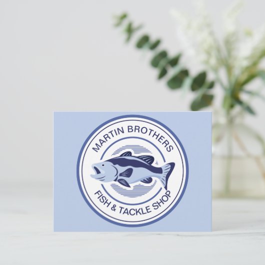 Aangepaste visverpakking Blauwe tas Grote opening Briefkaart (Staand voorkant)