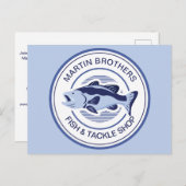 Aangepaste visverpakking Blauwe tas Grote opening Briefkaart (Voorkant / Achterkant)