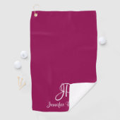 Aangepaste Viva Magenta Typografie Monogram Naam Golfhanddoek (Insitu)