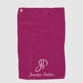 Aangepaste Viva Magenta Typografie Monogram Naam Golfhanddoek (Voorkant)