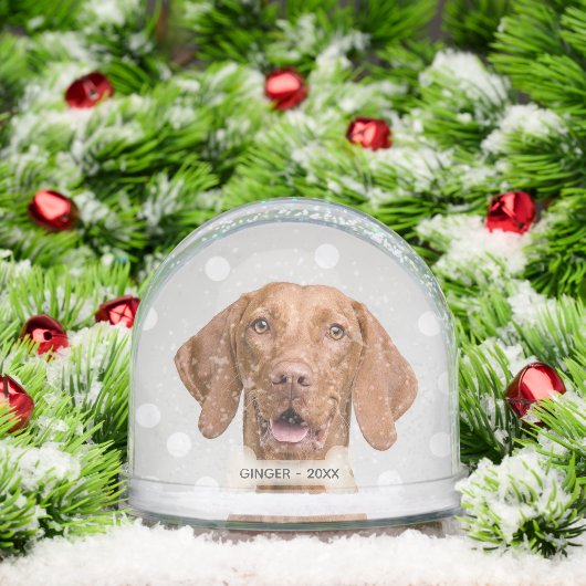 Aangepaste Vizsla Hond Foto Sneeuwbol (Kerstmis)