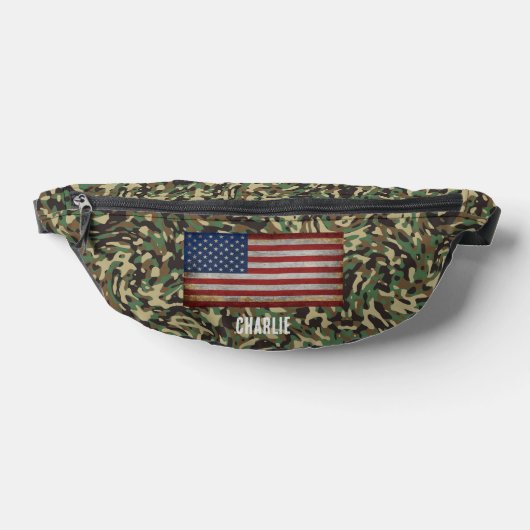 Aangepaste Vlag Camouflage Groen Gepersonaliseerde Heuptasje (Liggend)