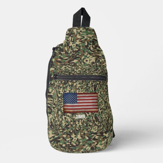 Aangepaste Vlag Camouflage Groen Gepersonaliseerde Sling Bag (Voorkant)