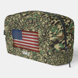 Aangepaste vlag camouflage groen gepersonaliseerde toilettasje