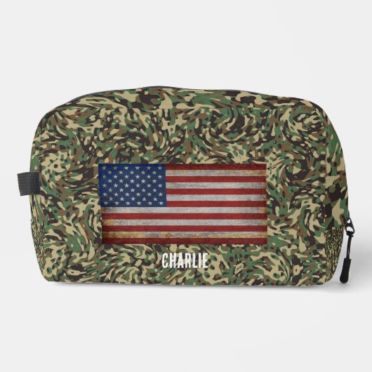 Aangepaste vlag Camouflage Groene gepersonaliseerd Toilettasje (Voorkant)