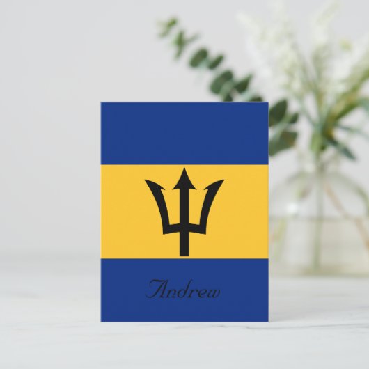 Aangepaste vlag van Barbados Trident van Neptune Briefkaart (Staand voorkant)