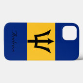 Aangepaste vlag van Barbados Trident van Neptune Case-Mate iPhone Case (Achterkant (horizontaal))
