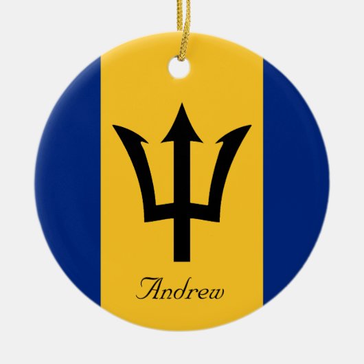 Aangepaste vlag van Barbados Trident van Neptune Keramisch Ornament (Voorkant)