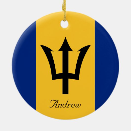 Aangepaste vlag van Barbados Trident van Neptune Keramisch Ornament (Achterkant)