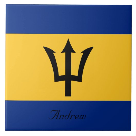 Aangepaste vlag van Barbados Trident van Neptune Tegeltje (Voorkant)