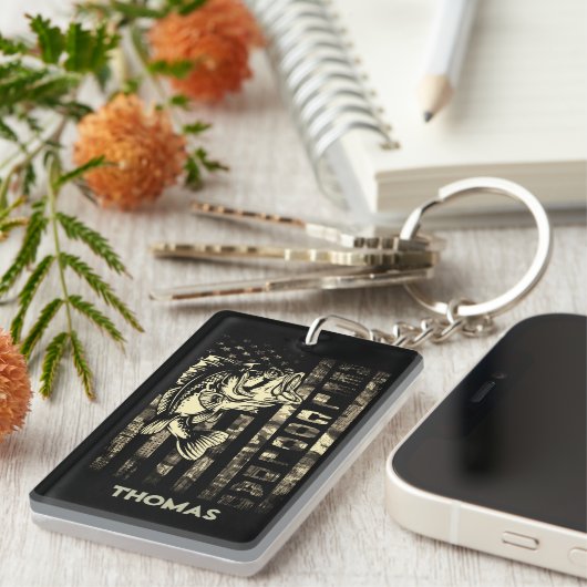 Aangepaste vlag van Reel Cool Dad Camouflage Vist Sleutelhanger (Voorkant Rechts)