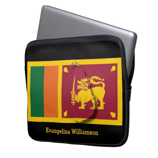 Aangepaste vlag voor BLACk Sri Lanka Laptop Sleeve (Voorkant Links)
