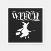 Aangepaste Vliegende Heks Witte Typografie Hallowe Servet (Voorkant)