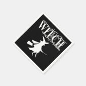 Aangepaste Vliegende Heks Witte Typografie Hallowe Servet (Hoek)