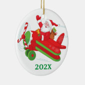 Aangepaste vliegende kerstboom met Kerstman Keramisch Ornament (Rechts)