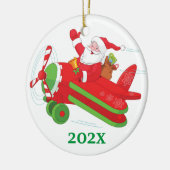 Aangepaste vliegende kerstboom met Kerstman Keramisch Ornament (Links)