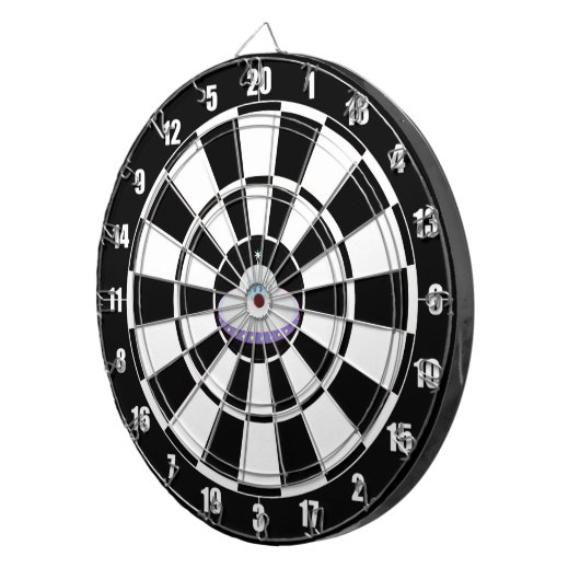 Aangepaste Vliegende Schotel op Zwart & Wit Dartbord (Voorkant Rechts)