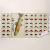 Aangepaste Vliegvissen Vliegen Forel Rustieke Wate Strandlaken (Voorkant)