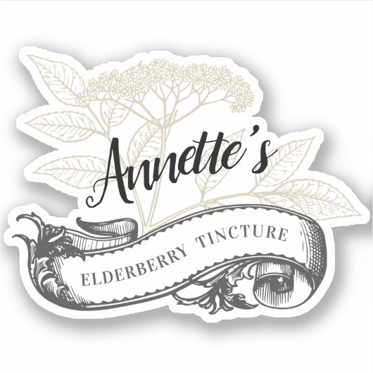 Aangepaste  vlierbes of vlierbloementinctuur sticker (Voorkant)