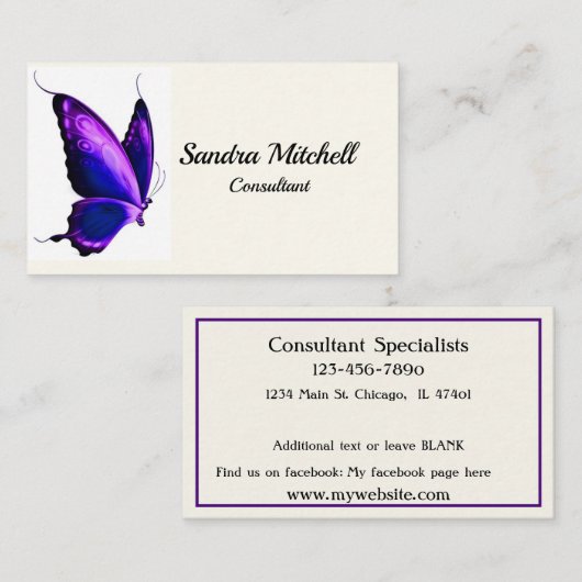 Aangepaste vlinder - Aangepaste Visitekaartjes (Voorkant / Achterkant)