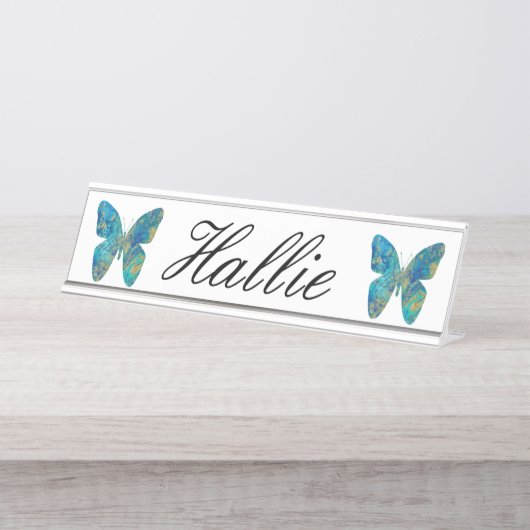 Aangepaste vlinder bureau naambordje (Voorkant)