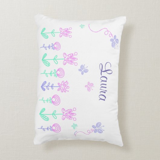 Aangepaste vlinder en ventilatorroze en Paars Decoratief Kussen (Achterkant (Verticaal))