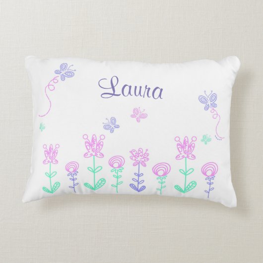 Aangepaste vlinder en ventilatorroze en Paars Decoratief Kussen (Achterkant)