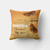 Aangepaste vlinder Ephemera Urn & Birdcage Kussen (Achterkant)